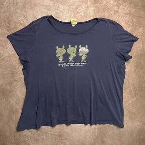 Vintage Y2K Just Jimmy Jim Benton Bear Underwear Funny Graphic Shirt Blue